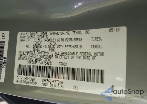 2018 Toyota Tundra Sr5 5.7L V8 from USA, damaged, VIN 5TFDY5F16JX754231